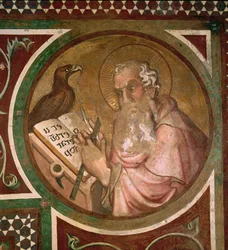 Maestà: San Giovanni Evangelista, dettaglio della cornice, 1315 (dettaglio)